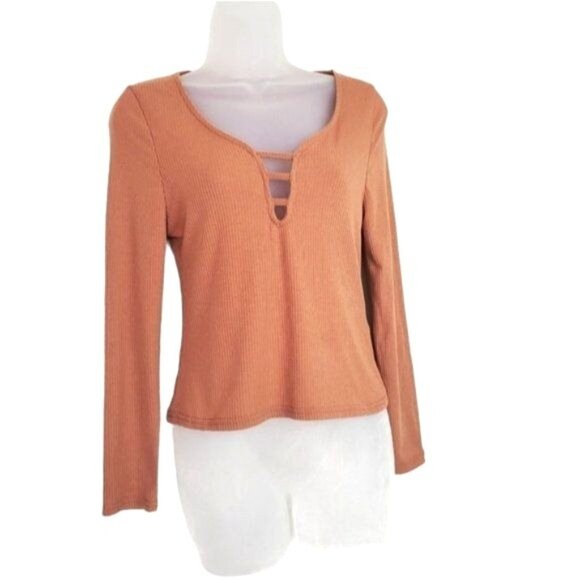 COTTON ON Womens T-Shirt Small Long sleeve V-Neck Knit Textured Soft Casual - Picture 1 of 8